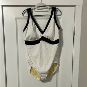 One Piece Lands End Swimsuit - White and Black